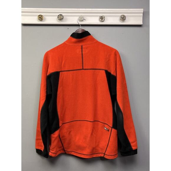 RLX Polo Sport Jacket Mens Medium Orange Black Fleece Full Zip Pockets - Picture 2 of 6